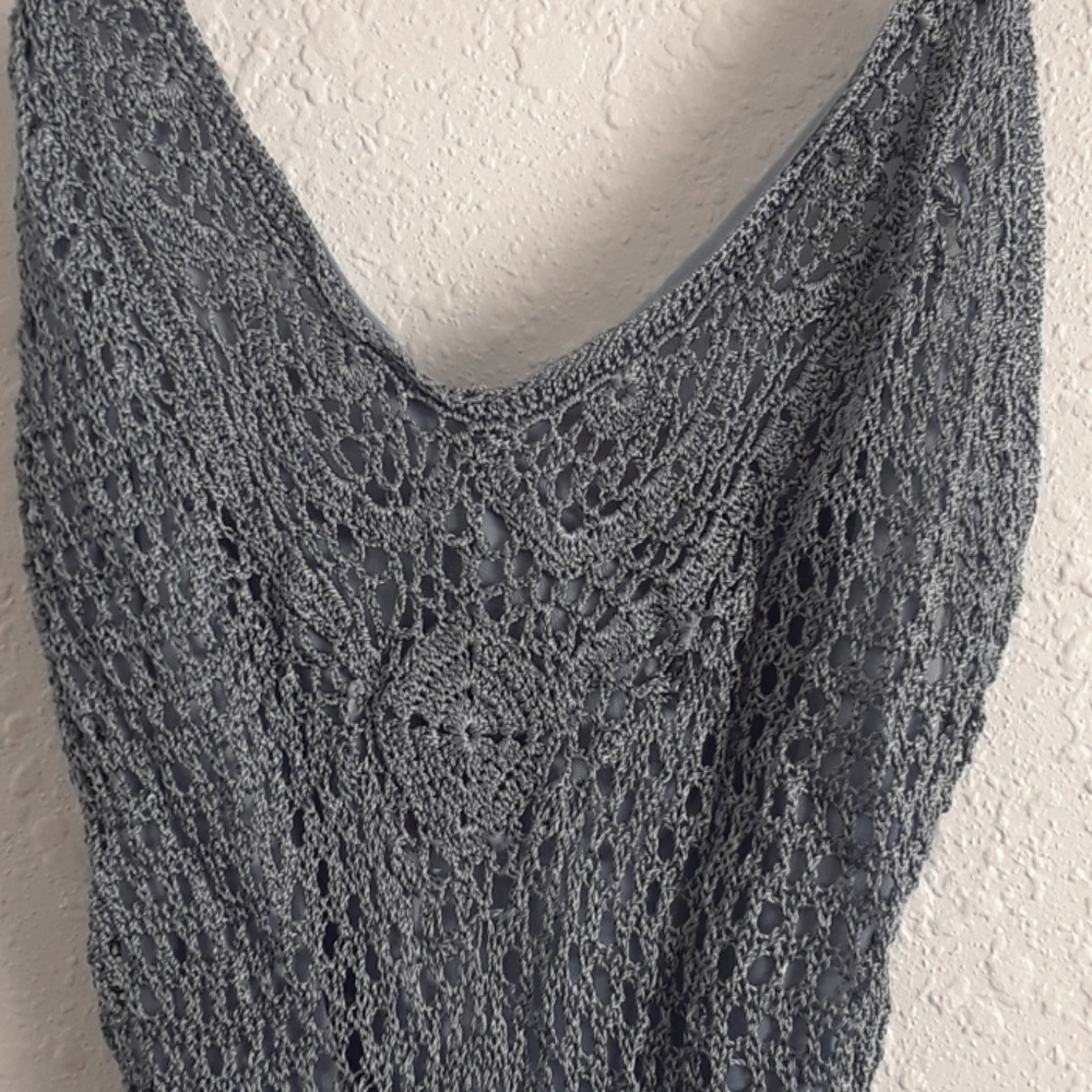 NWOT blue crochet tank.